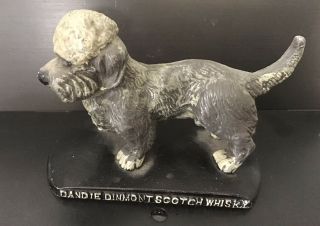 Rare Dandie Dinmont Scotch Whisky Cast Metal Dog Bar Advertising Figure
