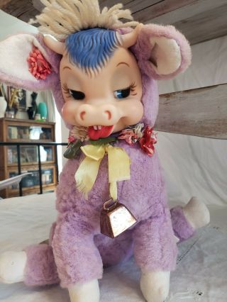 Vintage Rushton Purple Cow Rubber Face Stuffed Animal Plush Rare