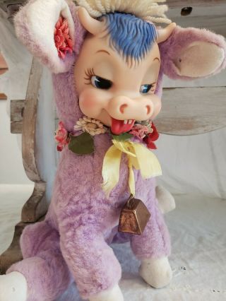 Vintage Rushton Purple Cow Rubber Face Stuffed Animal Plush RARE 2