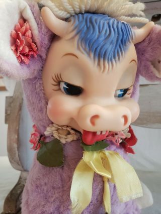 Vintage Rushton Purple Cow Rubber Face Stuffed Animal Plush RARE 3