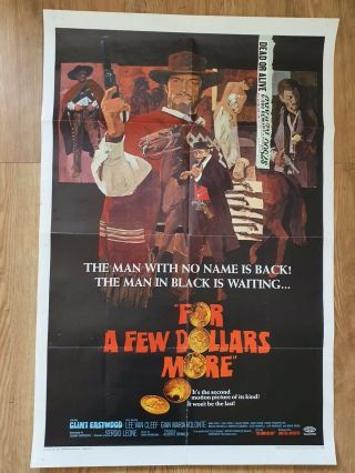 For A Few Dollars More Rare Movie Poster From 1967 Us Release 27x41 "