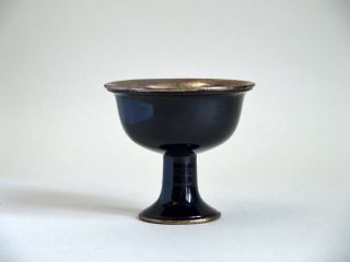 Rare Antique Chinese Ming Dynasty (1368 - 1644) Black Lacquer Stem Cup