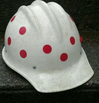 Rare Old White Fiberglass Hard Boiled Bullard Hard Hat Red Dot Stickers