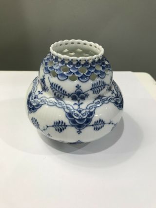 Rare Royal Copenhagen Blue Fluted Full Lace Potpourri Jar Ginger Jar Vase 1186