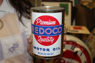 Rare Vintage Redeco 1 Quart Metal Motor Oil Can Gas Station Sign