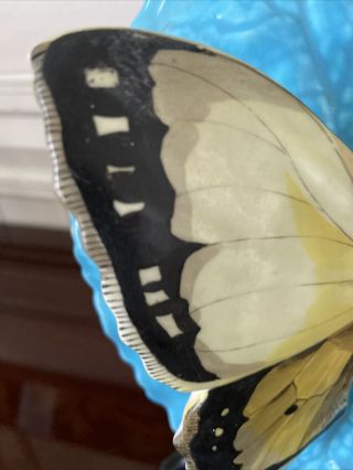 Rare Majolica Trompe l’Oeil Butterfly,  Leaf Plaque,  Plate 4