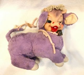 Rushton Company Vintage Purple Cow Rubber Face Stuffed Animal Plush Rare