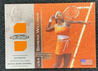 2003 Netpro Serena Williams Rc Match Worn Jersey / Apparel Card D 171/500 Rare
