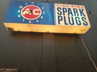Rare Large Vintage 4 Sided 1960 ' s AC Spark Plugs Lighted Clock Sign. 3