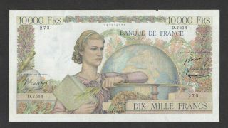 10 000 Francs Very Fine Crispy Banknote From France 1954 Pick - 132d Very Rare