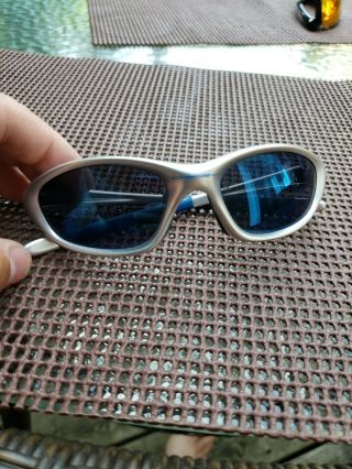 Oakley Xx Twenty Sunglasses Silver With Blue Lenses Rare Colour Combo