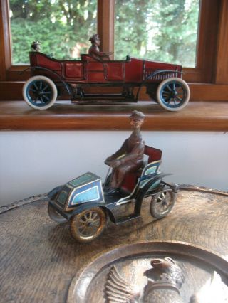 Rare Issmayer Carette Antique Car 1910 Tin Flywheel Windup Germany Tinplate Toy