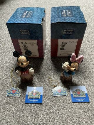 Disney Traditions Mickey & Minnie Mouse Carved By Heart Showcase Figures Rare