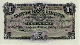 Isle Of Man £1 Pound Banknote Lloyds Bank Limited P13r Unc Rare
