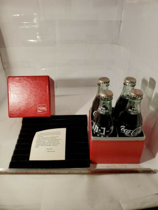 Rare Coca Cola Bottling Co.  Box Set From 1977 Foreign Writing On 3 Bottles