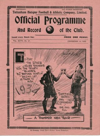 Rare Pre - Ww2 Football Programme Tottenham Hotspur V Sheffield United 1933