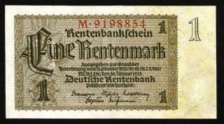 Germany Rare Sign 1 Rentenmark 1937 Unc P.  173a With 7 Digits Cv : 150$