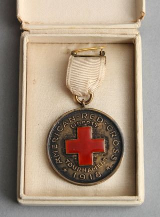 Rare 1918 Red Cross Liberty Tiffany Sterling Silver Golf Tournament Medal,  Wwi