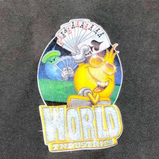 Rare Vtg World Industries T Shirt Mens Xl W Lenticular Tag Sticker Skate Poker