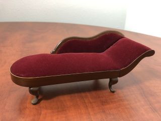 Antique Vintage Victorian Rare Miniature Doll Size Chaise Lounge Fainting Couch