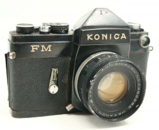 Rare Black Konica Fm Hexanon 52/1.  8 52mm 1.  8 Lens For Parts/as Is