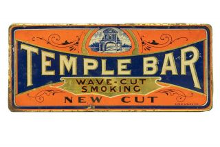 Rare 1910s " Temple Bar " Litho Hinged Tobacco Tin In