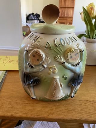 Rare 802 - Usa American Art Pottery Bisque Cheerleader Flasher Corner Cookie Jar