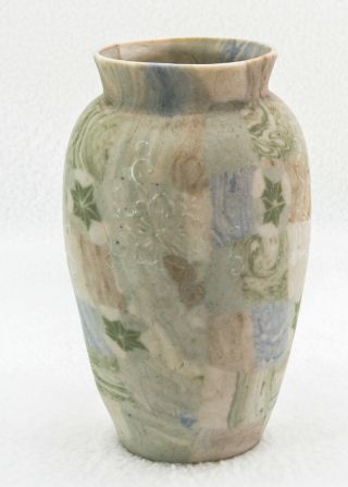 1920s Japanese Agateware Nerikomi Banko Pottery Vase Rare Unique