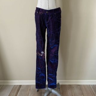 Rare Women ' s TRIPP NYC Shine On Metallic Purple Glitter Pants Goth Rock sz 26 2