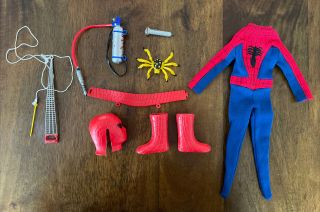 Rare Vintage 1966 - 1967 Ideal Captain Action Spiderman Suit Clothing Accessories