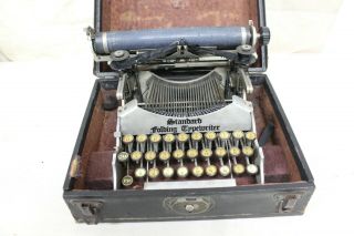 Rare Standard Folding Typewriter Aluminum Early Model 1910 With Case