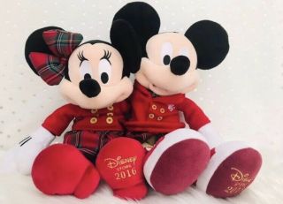 2016 Rare Disney Store Christmas Plushes Mickey And Minnie Mouse