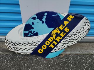 Vintage Goodyear Tires Double Sided Porcelain Sign (rare)