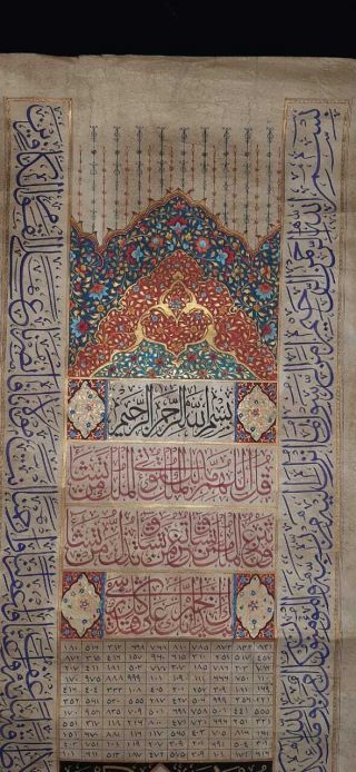Rare Antique Ottoman Handwritten Panel Extract Of Quran By Ahmed Effendi 19th C