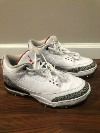 Rare Nike Jordan 3 Retro Golf Shoes White Cement Elephant Size 10.  5