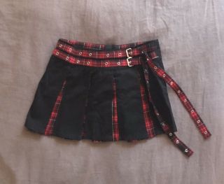 Rare Vintage Y2k Tripp Nyc Red,  Black Plaid Pleated Mini Skirt Small