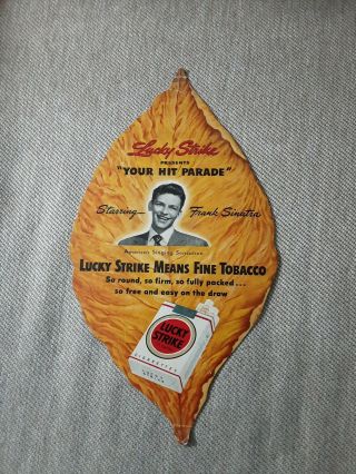 Rare Frank Sinatra Lucky Strike Tobacco Leaf Fan.  13 In.  X 7 1/4in.