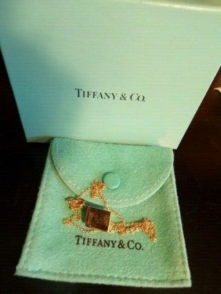 Rare Tiffany & Co.  Solid 18k Yellow Gold Cube With Pendant / Necklace