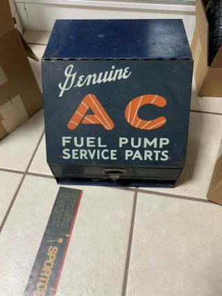 Vintage Ac Spark Plug Fuel Pump Service Cabinet Rare Ac Sign Gas Station