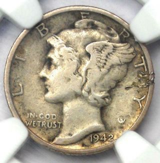 1942/1 - D Mercury Dime 10c - Certified Ngc Vf Detail - Rare Overdate Variety Coin