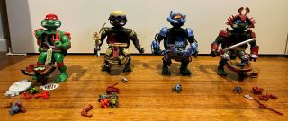 Set Of All 4 Tmnt Mini - Mutant Playset Ninja Turtles Vintage 1995 Rare