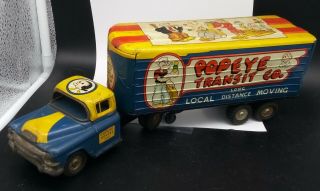 VERY RARE Vintage Popeye Transit Co.  Movers Tin Truck Linemar Marx Japan 3