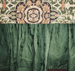 Ralph Lauren Rutherford Park King Bedskirt Green Jacquard 100 Cotton Rare Euc
