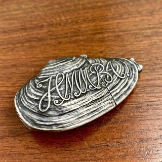 Rare Gorham Figural Sterling Match Safe Clam Form Hotel Mens Mutual Benefit