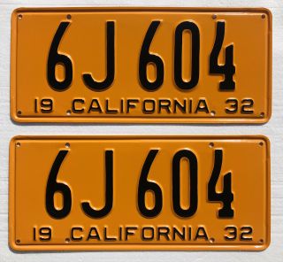 1932 California License Plates Pair Dmv Clear Pro Restored Rare 5 Digit.