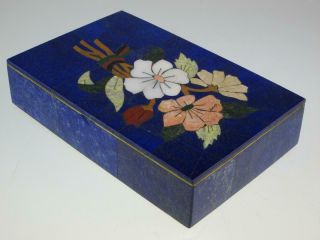 Rare Antique Art Deco Lapis Lazuli Semi Precious Stone Box Circa 1920
