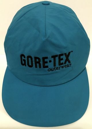 Vintage Rare Teal Emboridered Gore - Tex Snapback Hat Cap Usa Mad Hatters Inc