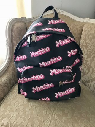 Moschino Milano Barbie Couture Jeremy Scott Black Canvas Rare Backpack