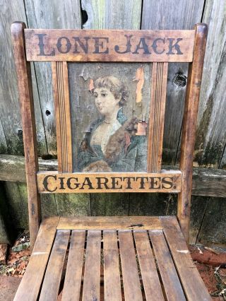 Rare Lone Jack Cigarettes Folding Advertising Chair,  Trade Sign, 3