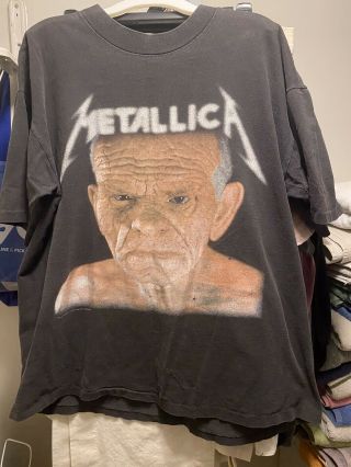 Vtg 90s Metallica Black Album Sandman Tour Promo T - Shirt Brockum Faded Rare Xl